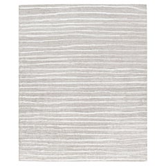 Hand Woven Gray Abstract Viscose Rug, 8' X 10'