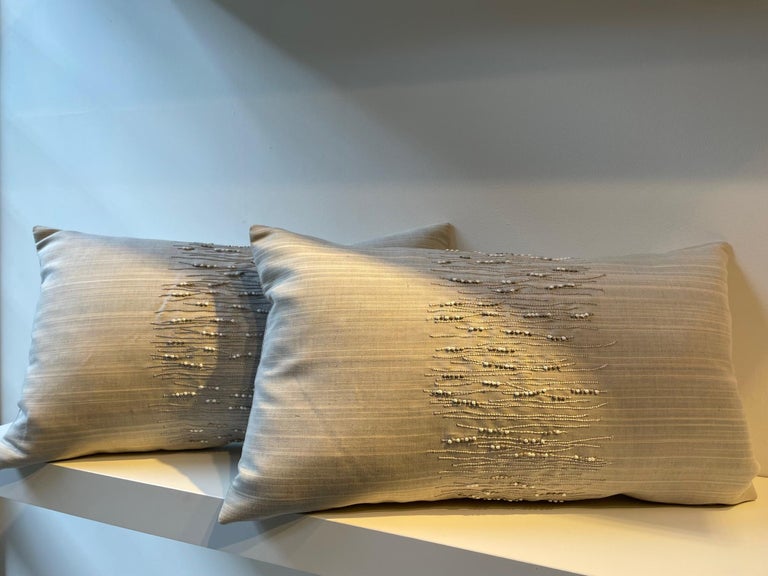 Hand Woven Horse Hair Cushions Color OffWhite Grey Melange Hand