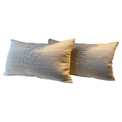Hand Woven Horse Hair Cushions Color Off-White Grey Melange Hand Embroidered