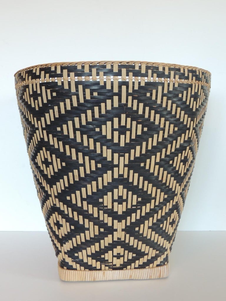 Handwoven Indian Basket in Black and Natural at 1stDibs