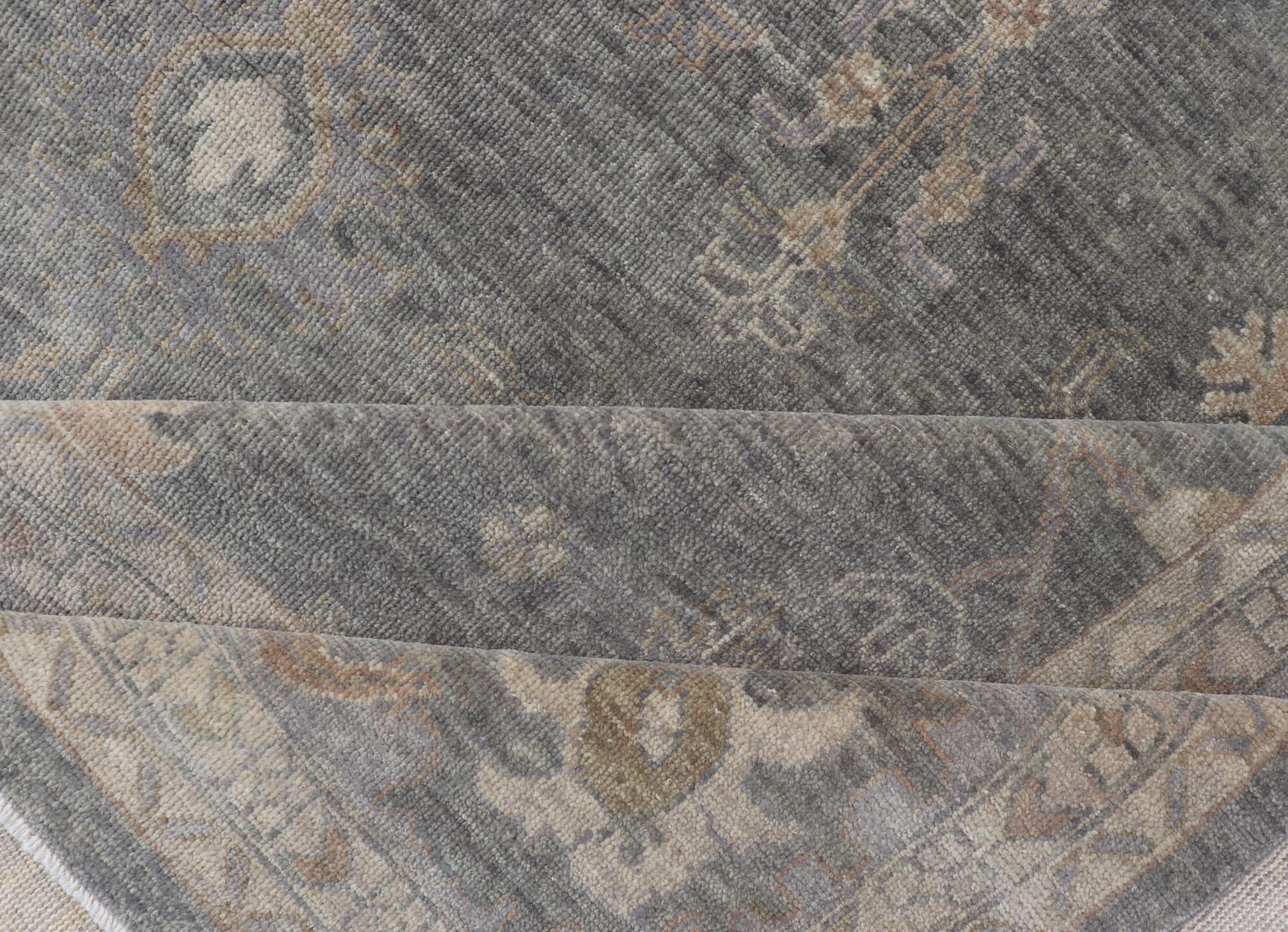 Tapis indien en laine Oushak tissé à la main avec des bleus et des gris délavés 11'10 x 15'2 en vente 4