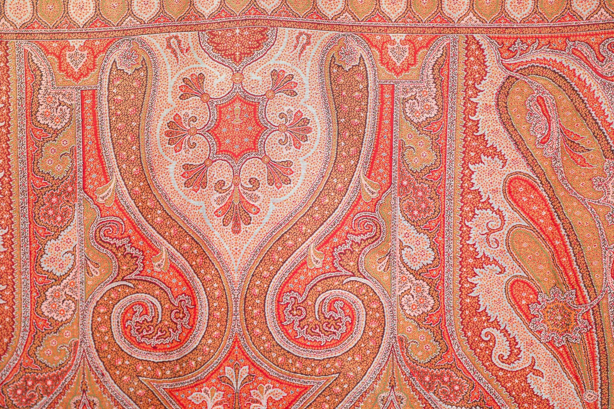 Scialle tessile asiatico Kashmir Paisley tessuto a mano 1850-1890 in vendita 6