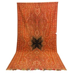 Hand-woven Kashmir Paisley Throw Asian Textile Shawl 1850-1890