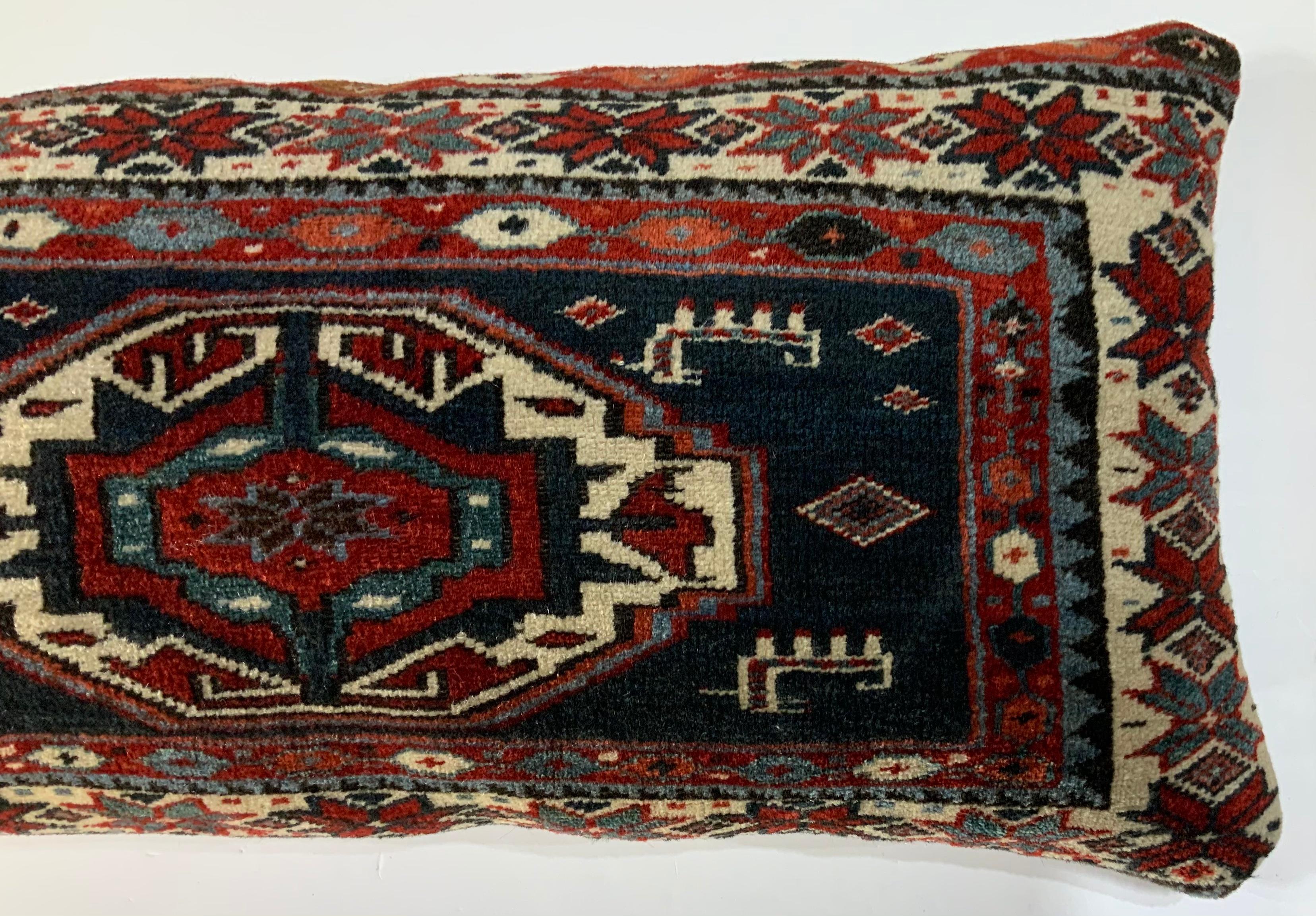 Central Asian Handwoven Kazak Rug Pillow For Sale