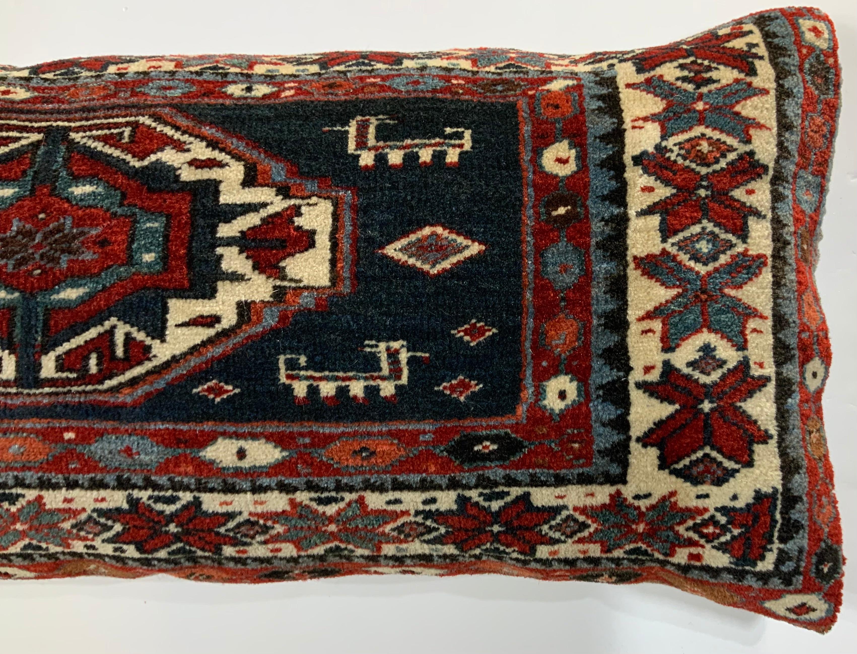 Linen Handwoven Kazak Rug Pillow For Sale