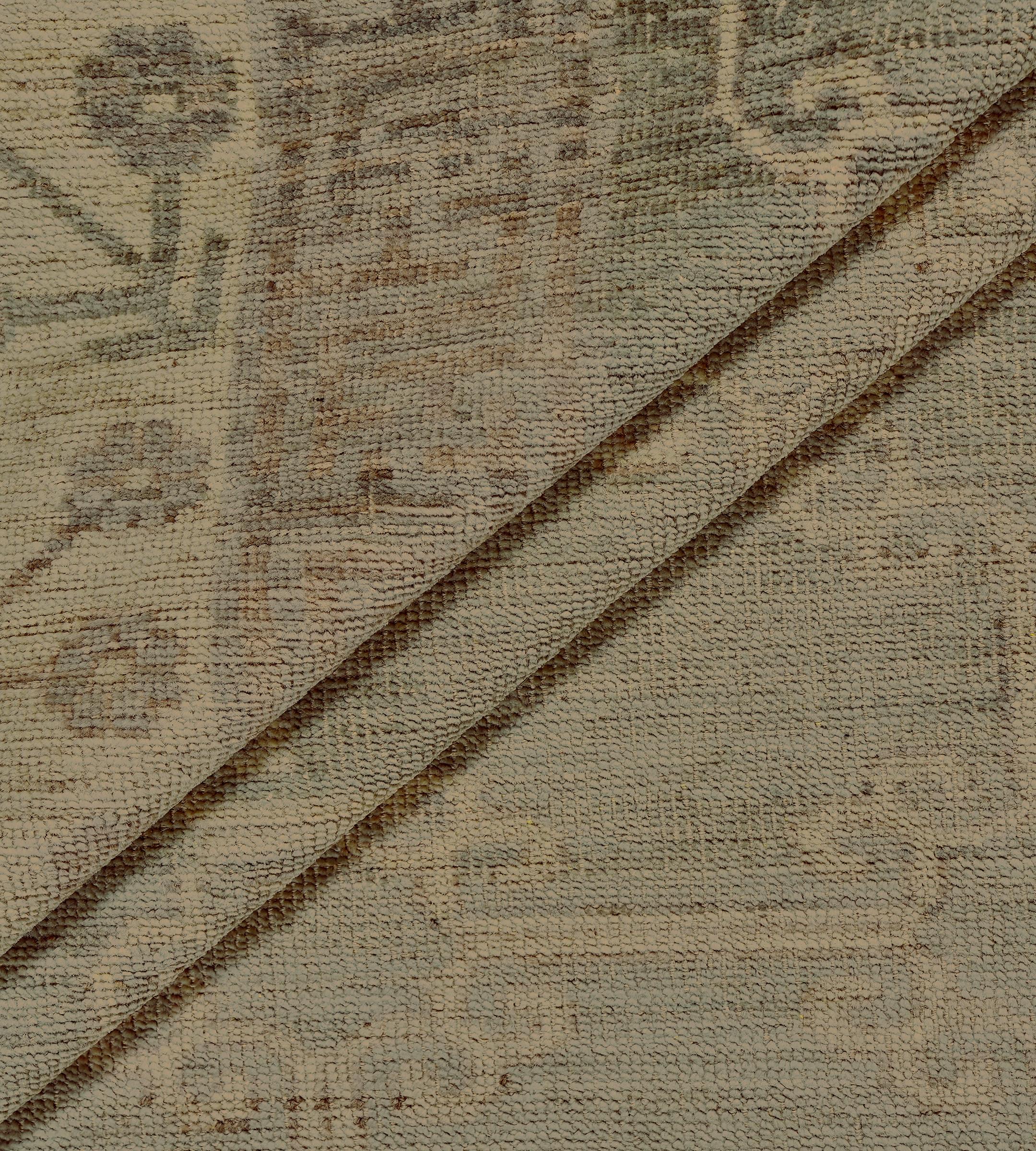 Hand-woven Khotan Inspired Wool Rug For Sale 4