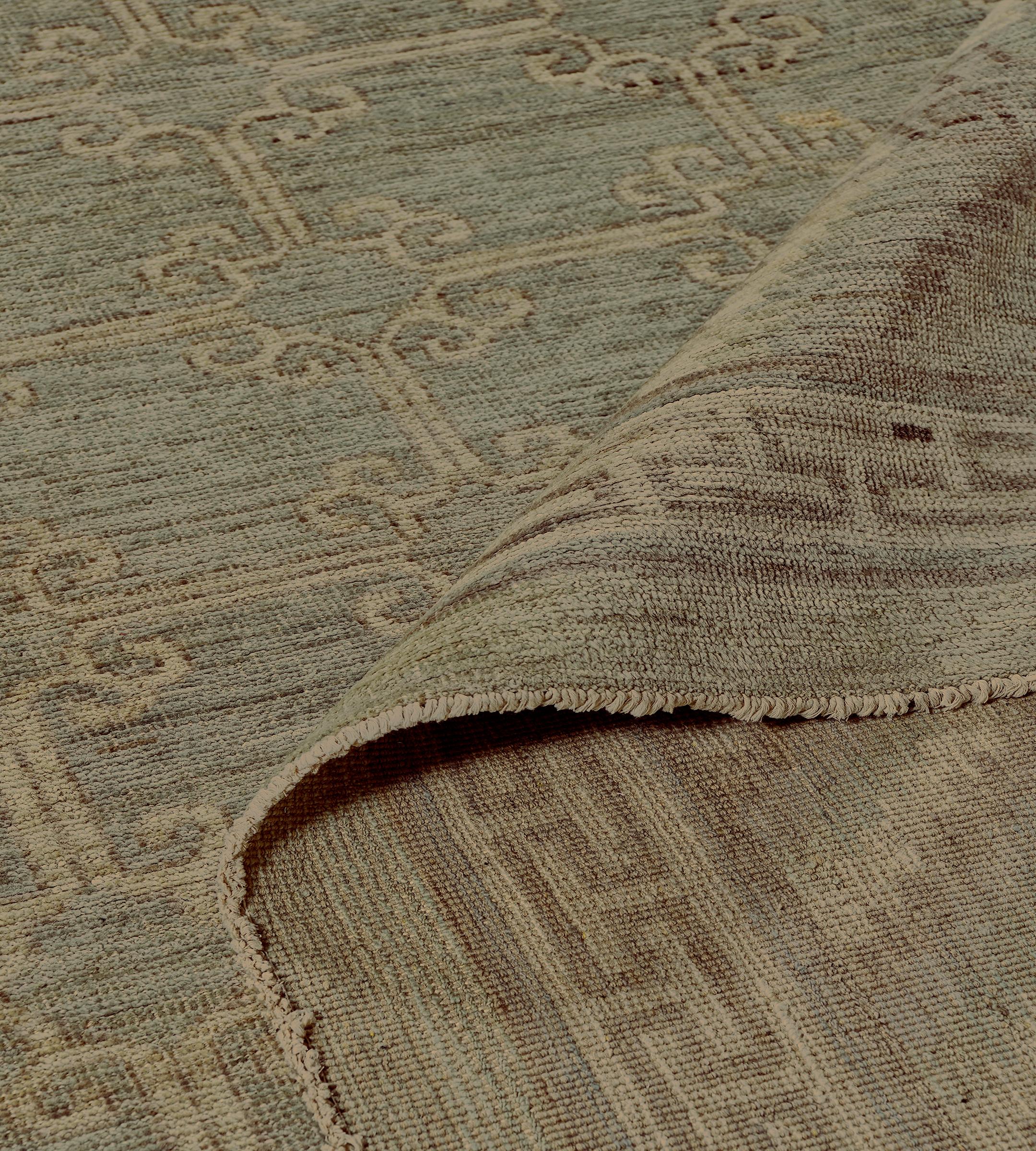 Hand-woven Khotan Inspired Wool Rug For Sale 5
