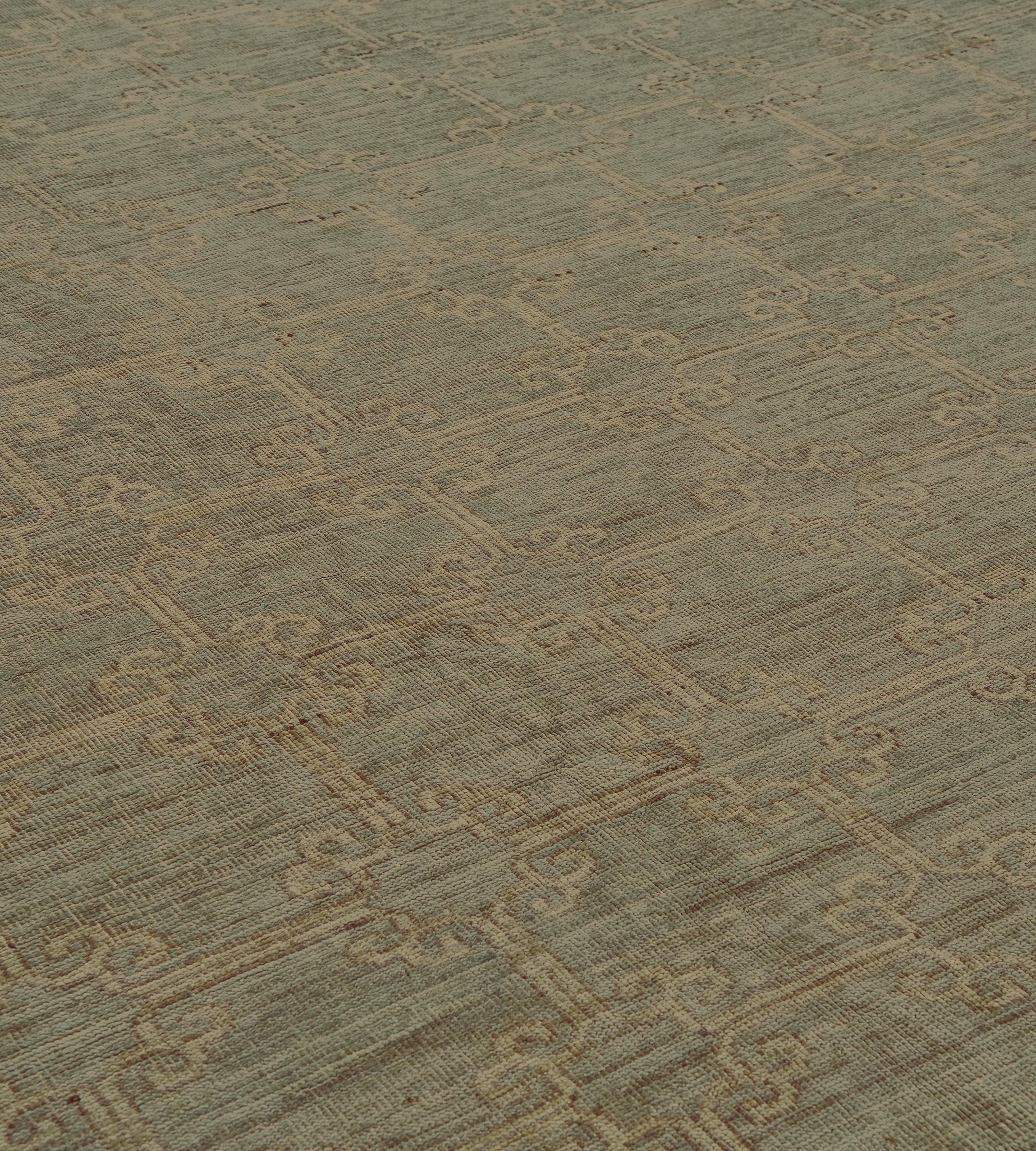 Indian Hand-woven Khotan Inspired Wool Rug For Sale