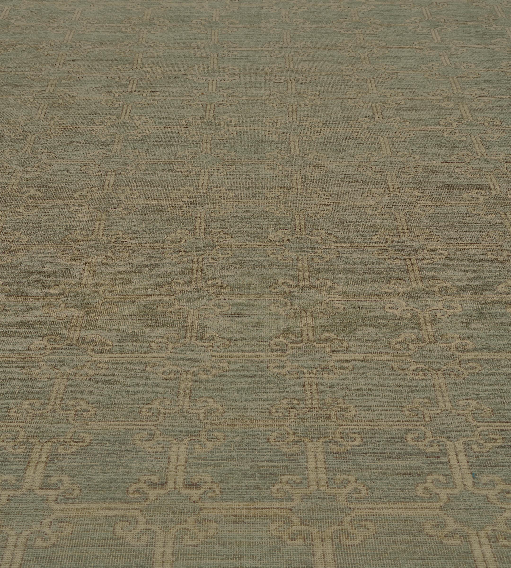Hand-woven Khotan Inspired Wool Rug For Sale 3