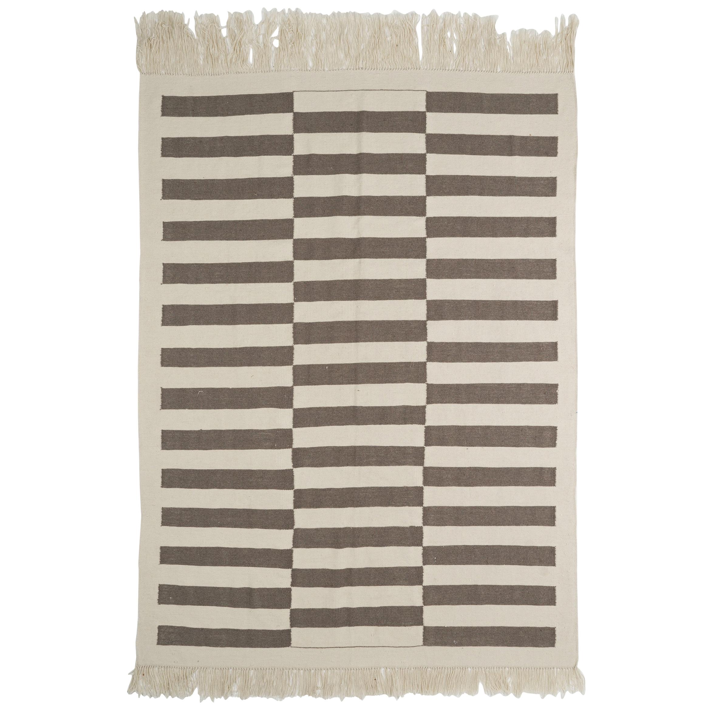 8x10.8 Ft Hand-Woven Turkish Natural Undyed Wool Kilim. Custom Options Available