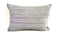 Hand Woven  Leather Cushion Color Pale Grey -Blue Oblong Shape