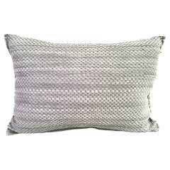 Tissé à la main  Coussin en cuir gris pâle -bleu oblongue