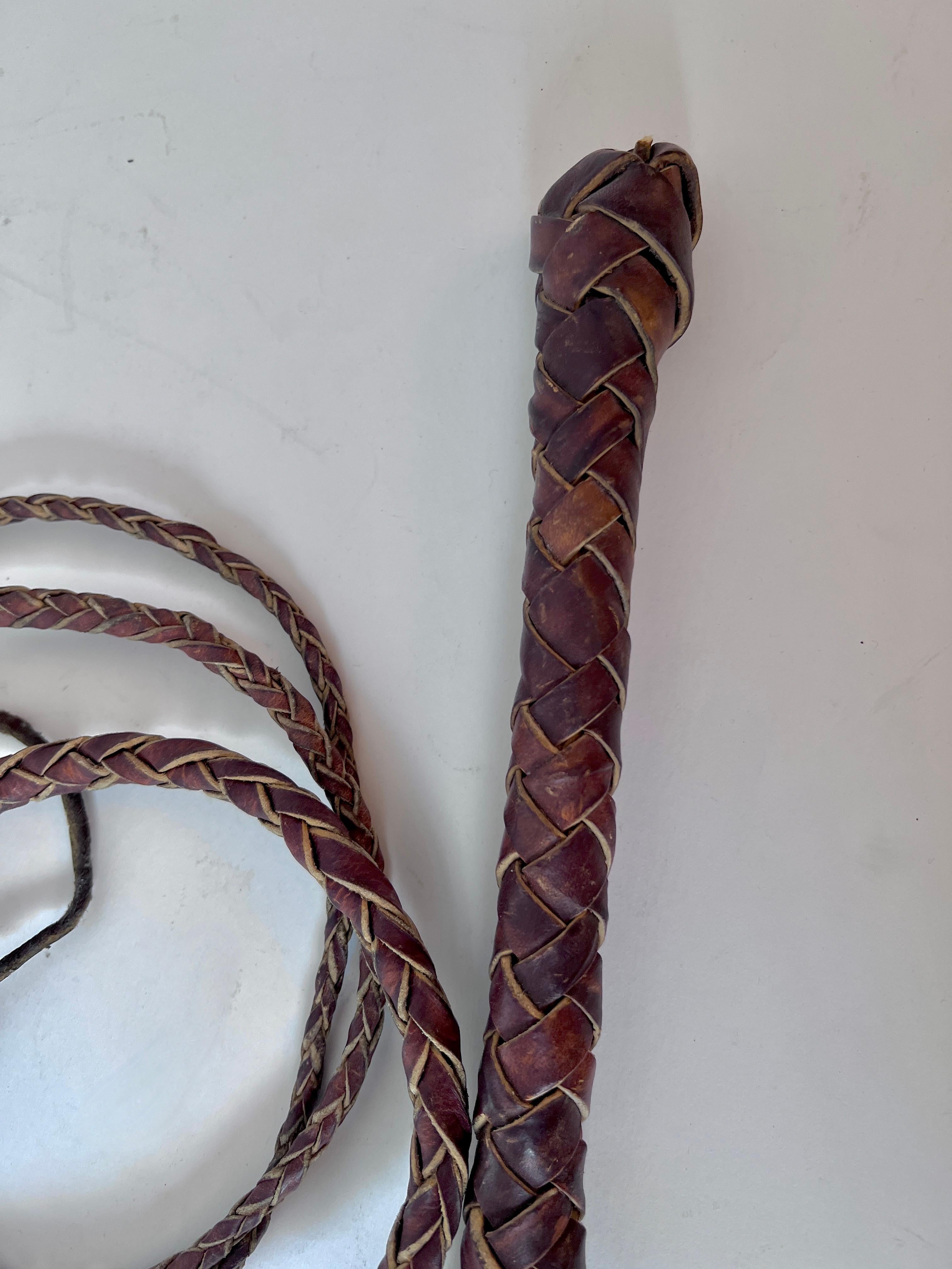 American Classical Hand Woven Leather Western Whip For Sale