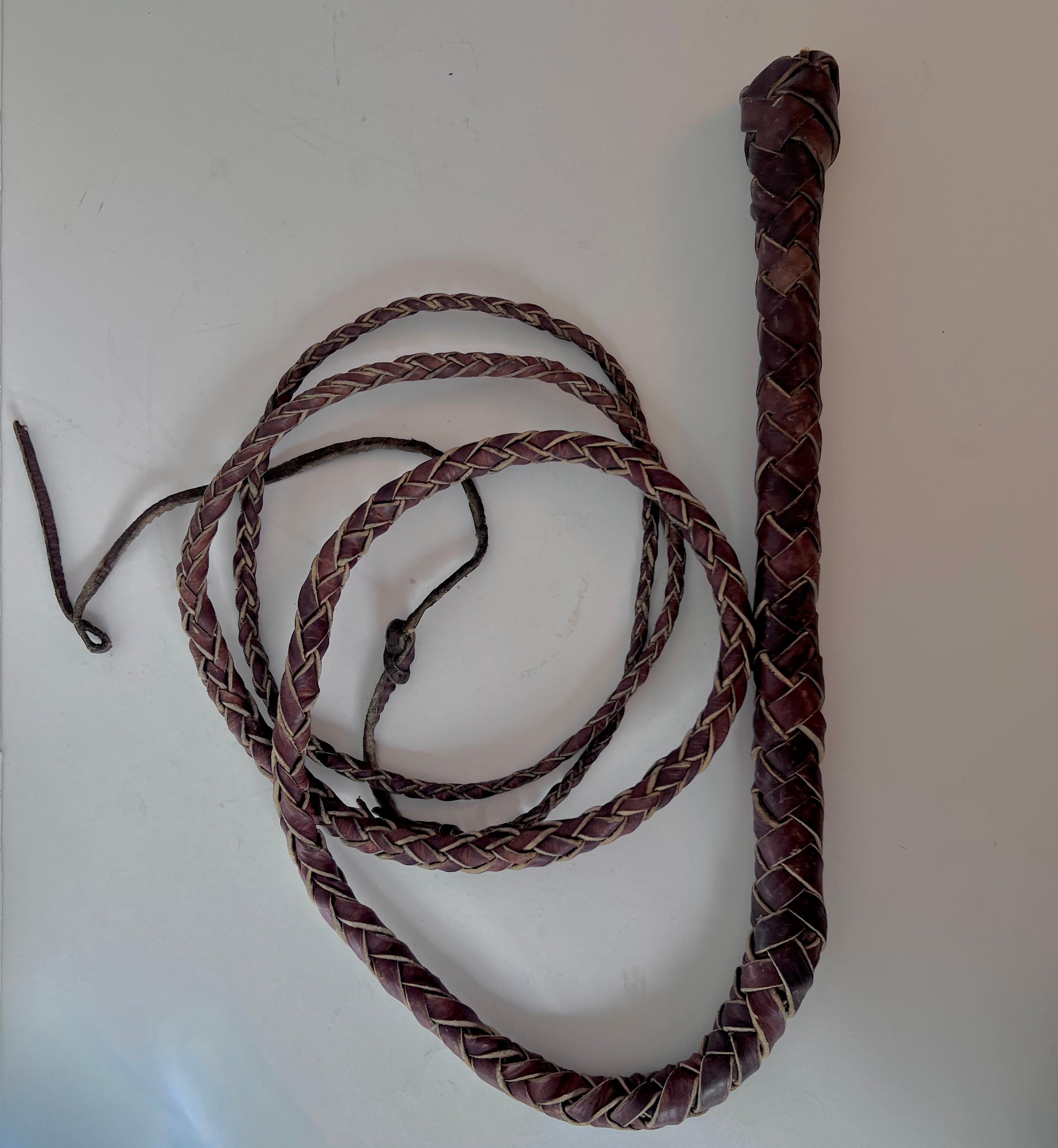 20th Century Hand Woven Leather Western Whip For Sale