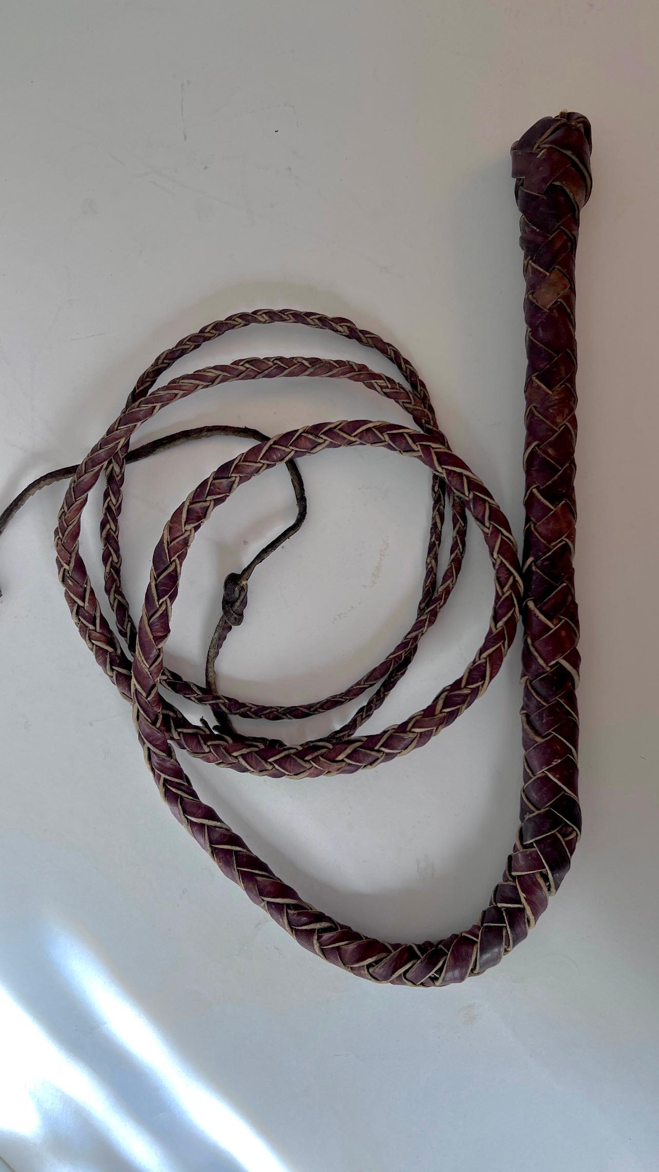 Hand Woven Leather Western Whip For Sale 1