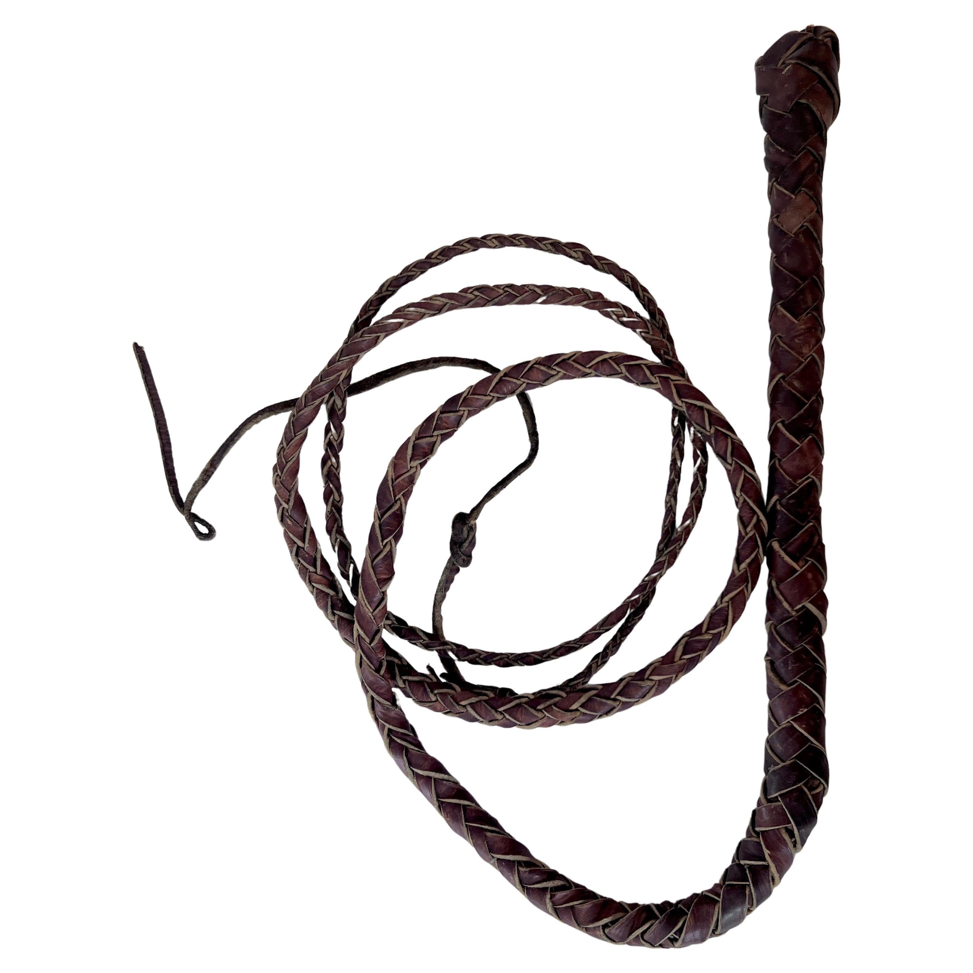 Hand Woven Leather Western Whip For Sale