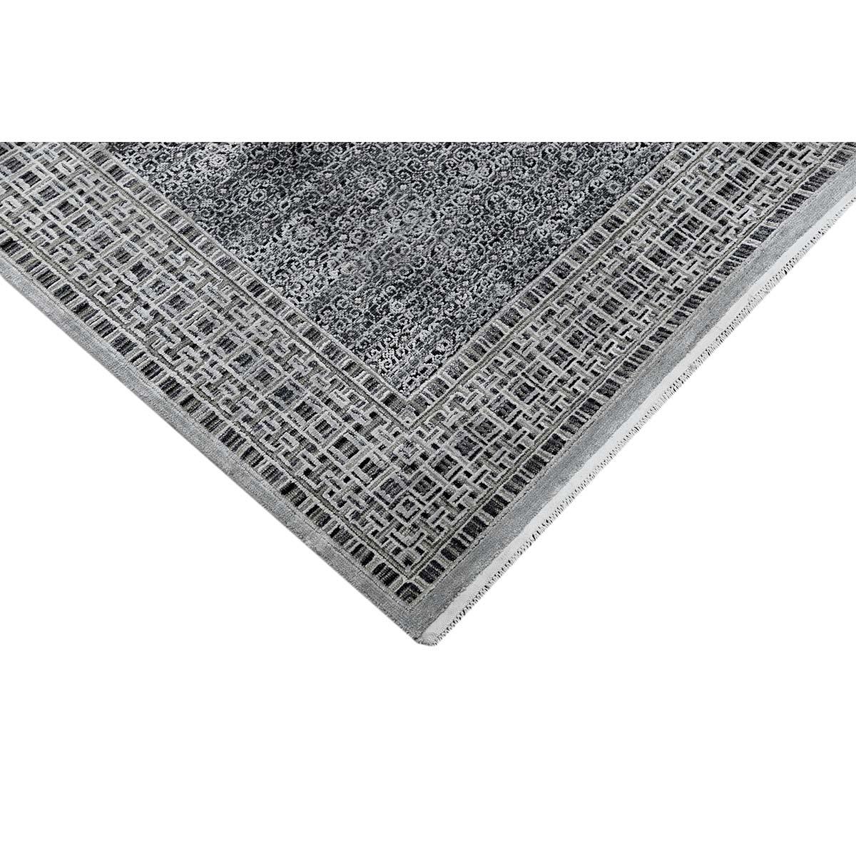 Handgewebter luxuriöser Holzkohle-/Silber-Teppich 6''x9'' im Zustand „Neu“ im Angebot in Secaucus, NJ