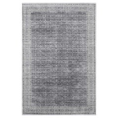 Tapis de luxe tissé à la main au fusain et à l'argent 6''x9''