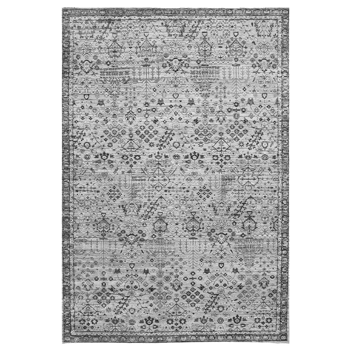 Handgewebter luxuriöser grauer Teppich 8''x10'' im Angebot