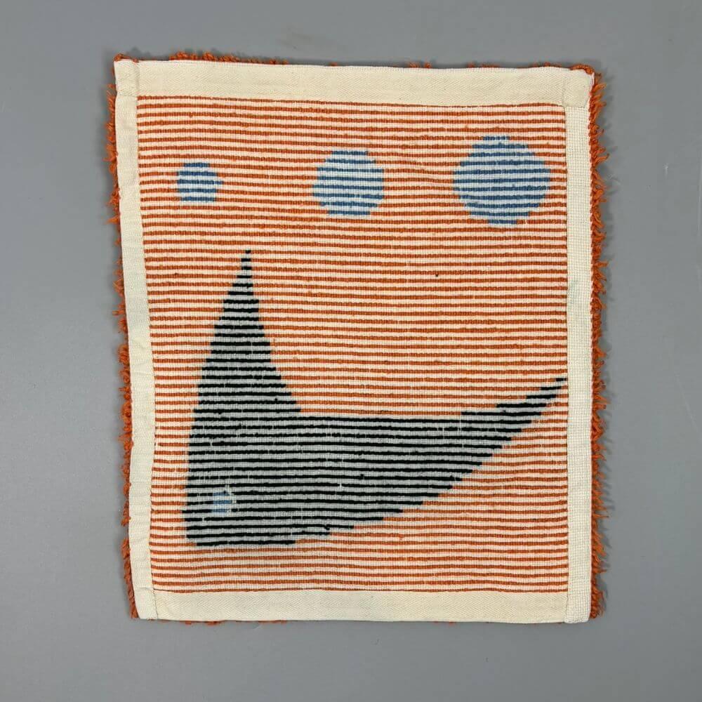 Hand-Woven Hand-woven mid-century fish wall carpet  For Sale