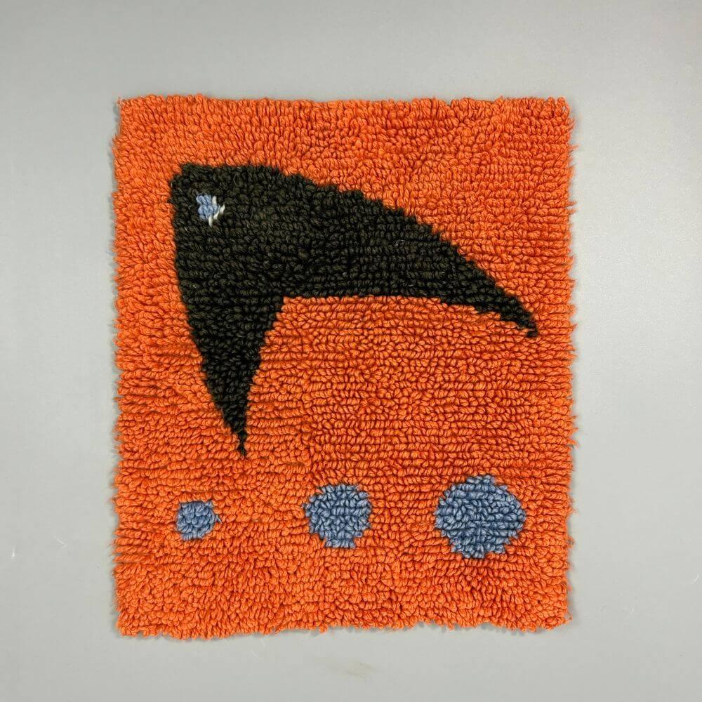 Textile Hand-woven mid-century fish wall carpet  For Sale