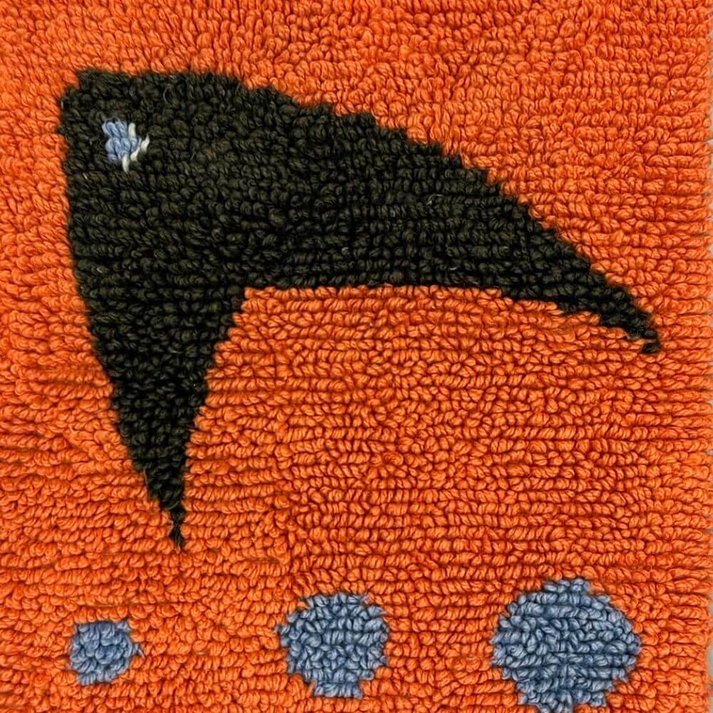 Hand-woven mid-century fish wall carpet  For Sale 1