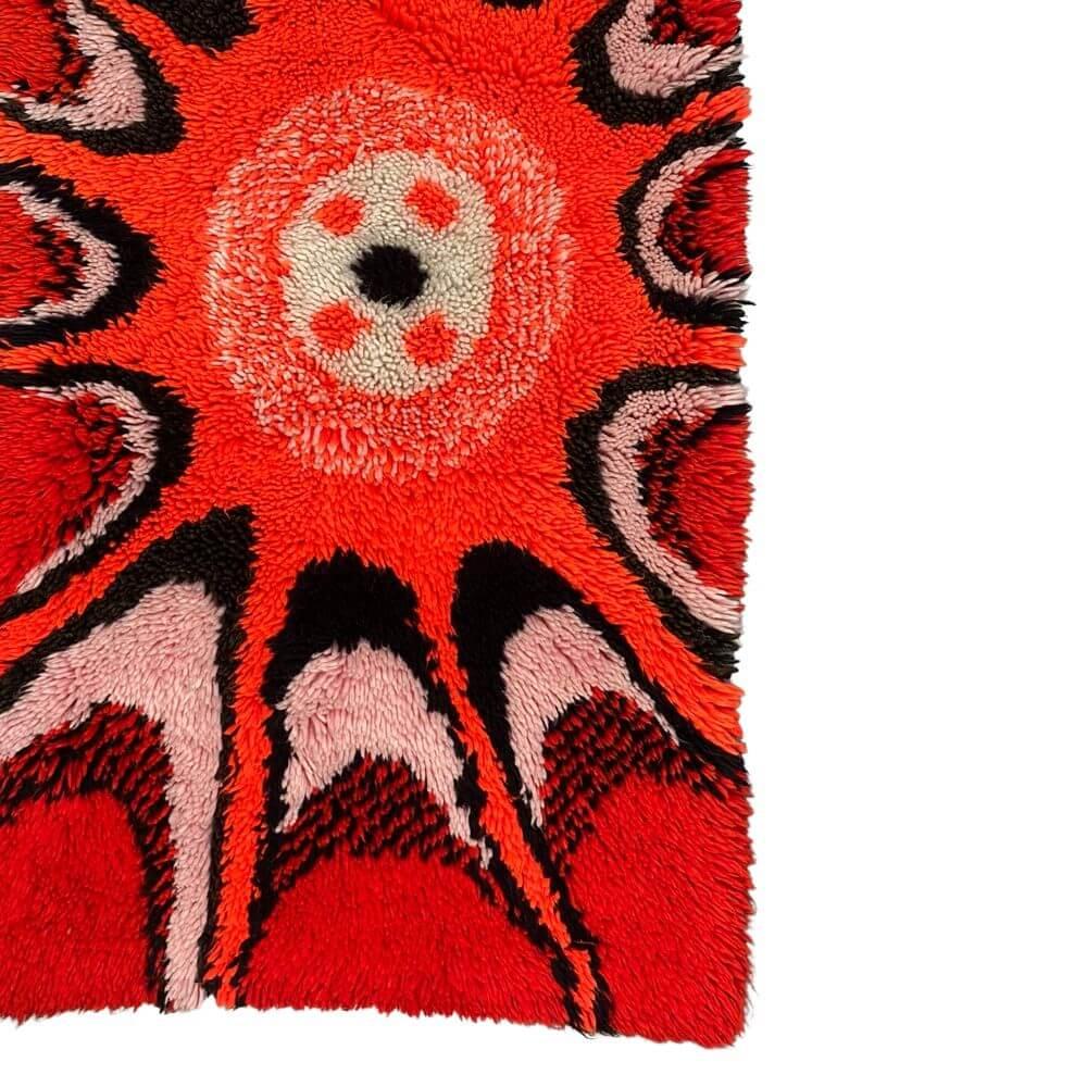 Handgewebter Wandteppich „orange sun“ aus der Mitte des Jahrhunderts  (Textil) im Angebot