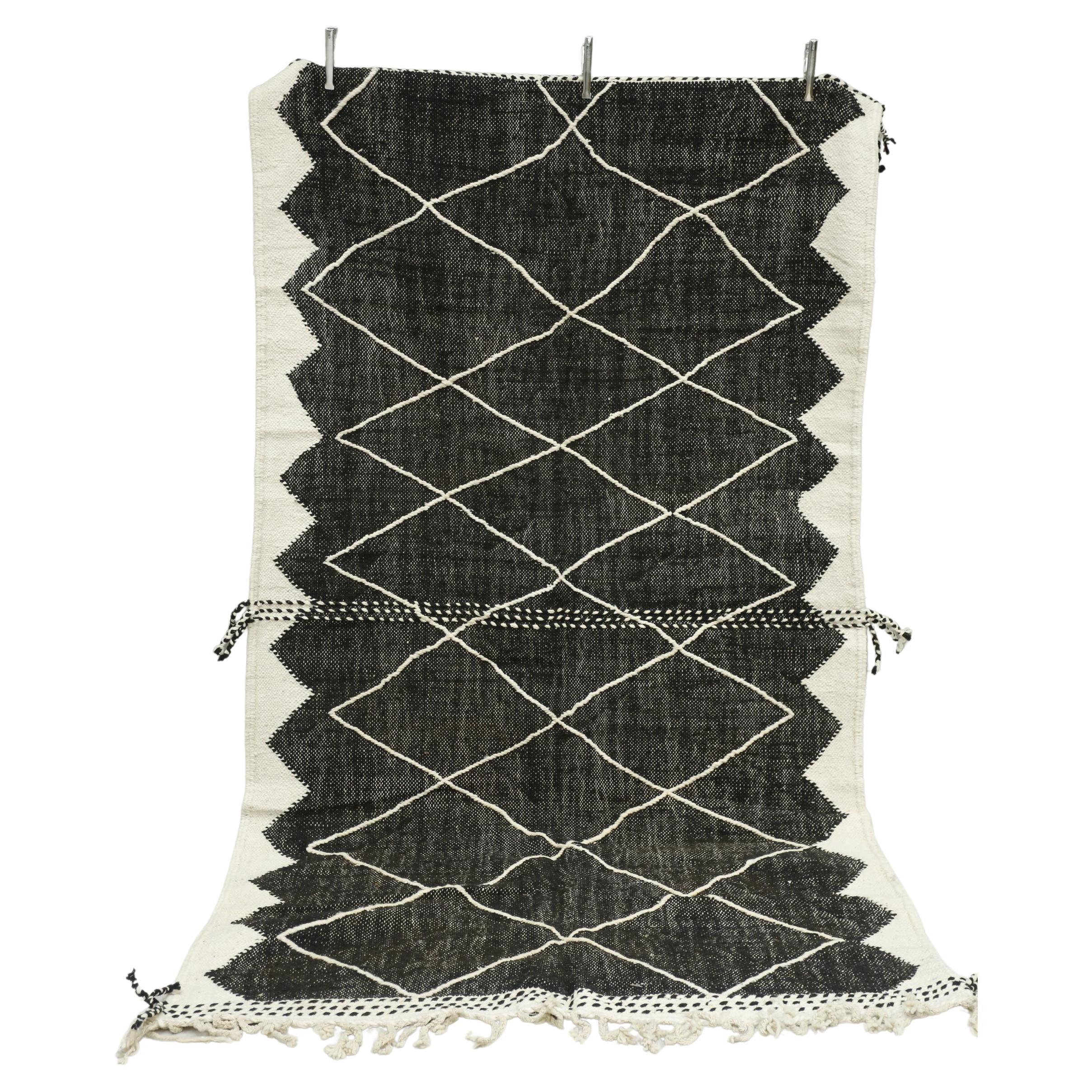 Monochrome Moroccan Rug in Black and White For Sale at 1stDibs black and white moroccan rugs