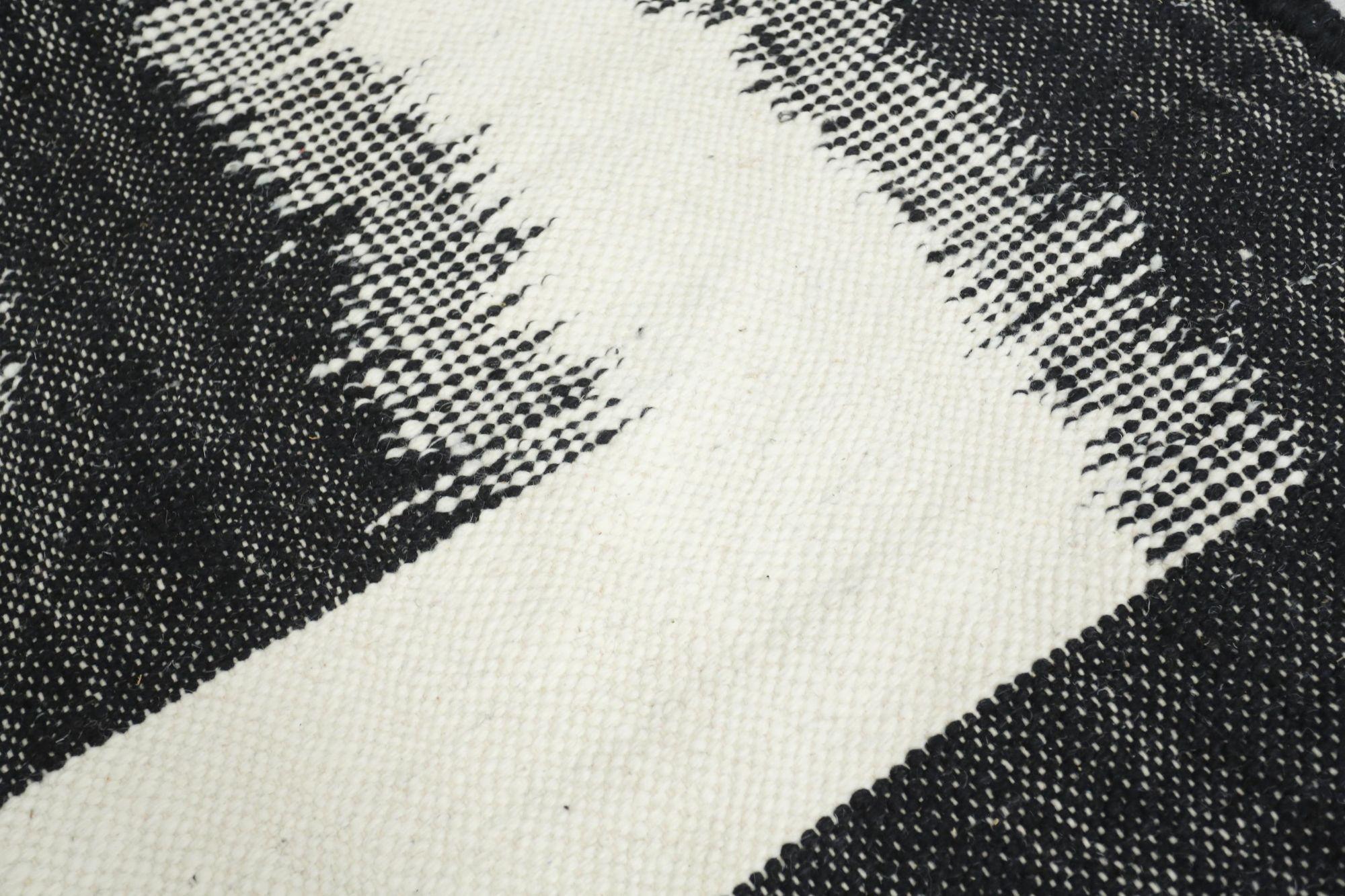 Wool Hand woven Moroccan rug, Black squares