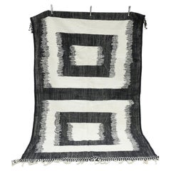 Hand woven Moroccan rug, Black squares