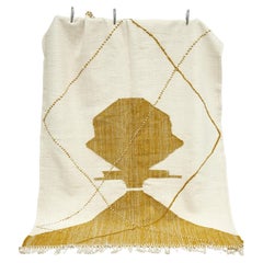 Hand Woven Moroccan Rug, Mustard Abstract