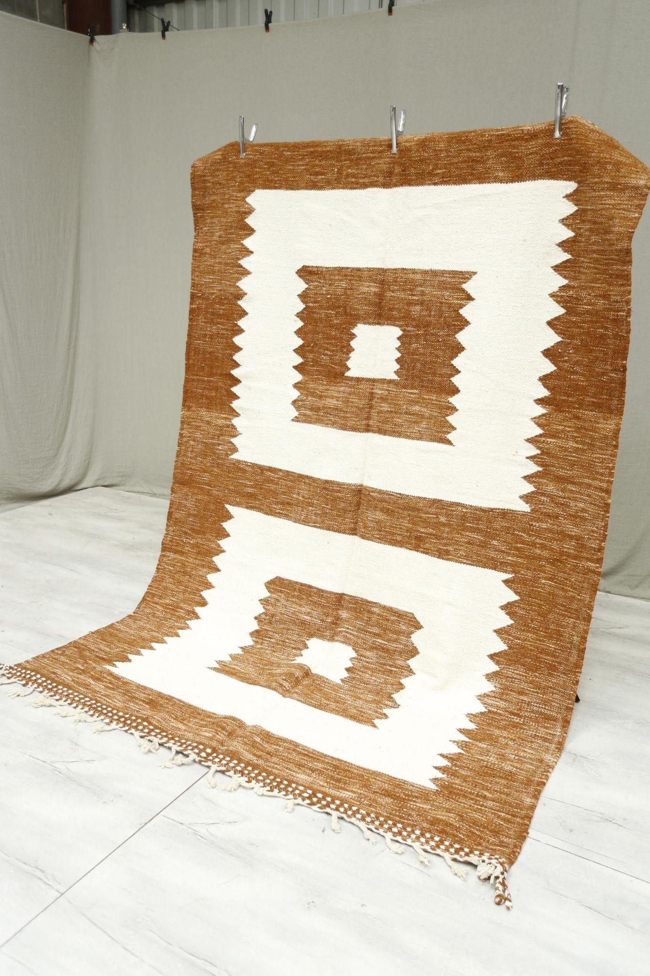 Hand woven Moroccan rug- Rusty square's 3