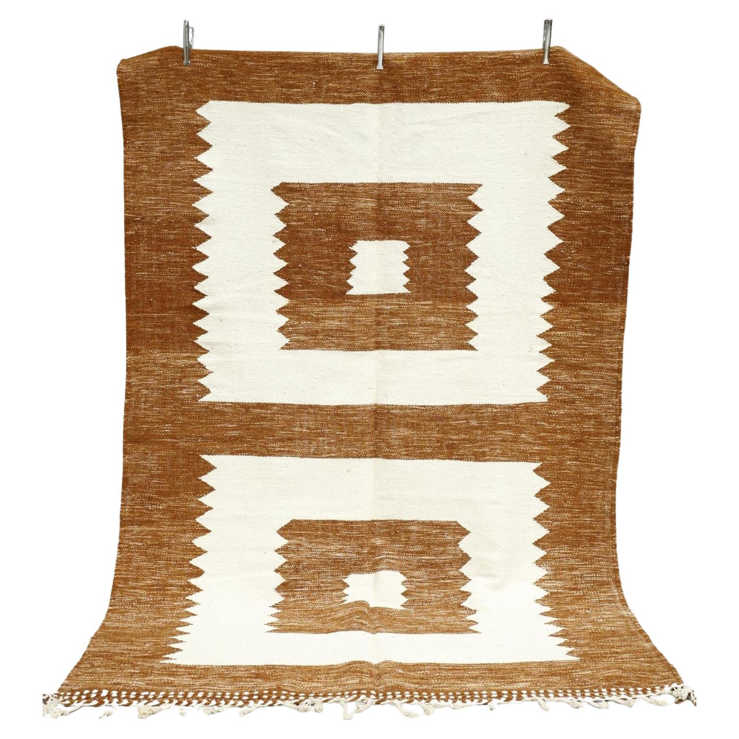 Hand woven Moroccan rug- Rusty square's