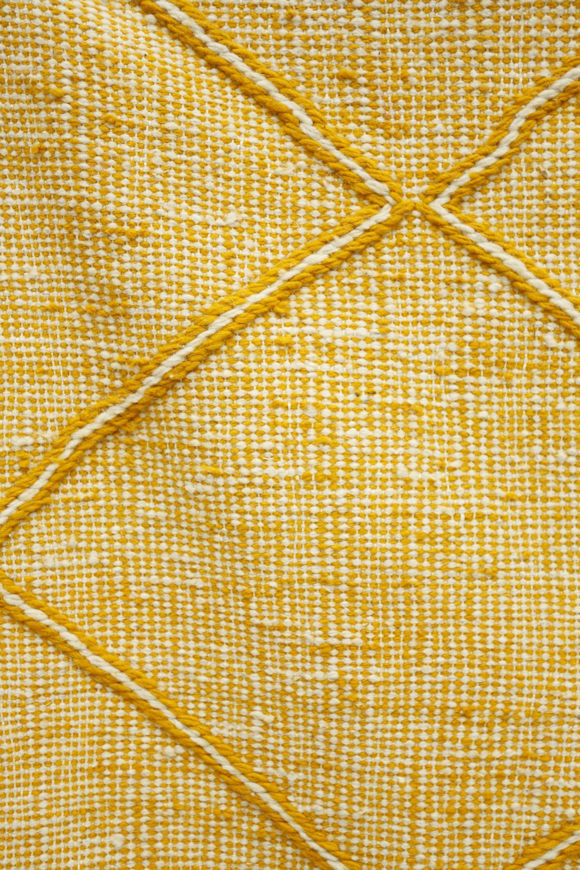 Hand Woven Moroccan Rug, Yellow Diamond In Excellent Condition For Sale In Malton, GB