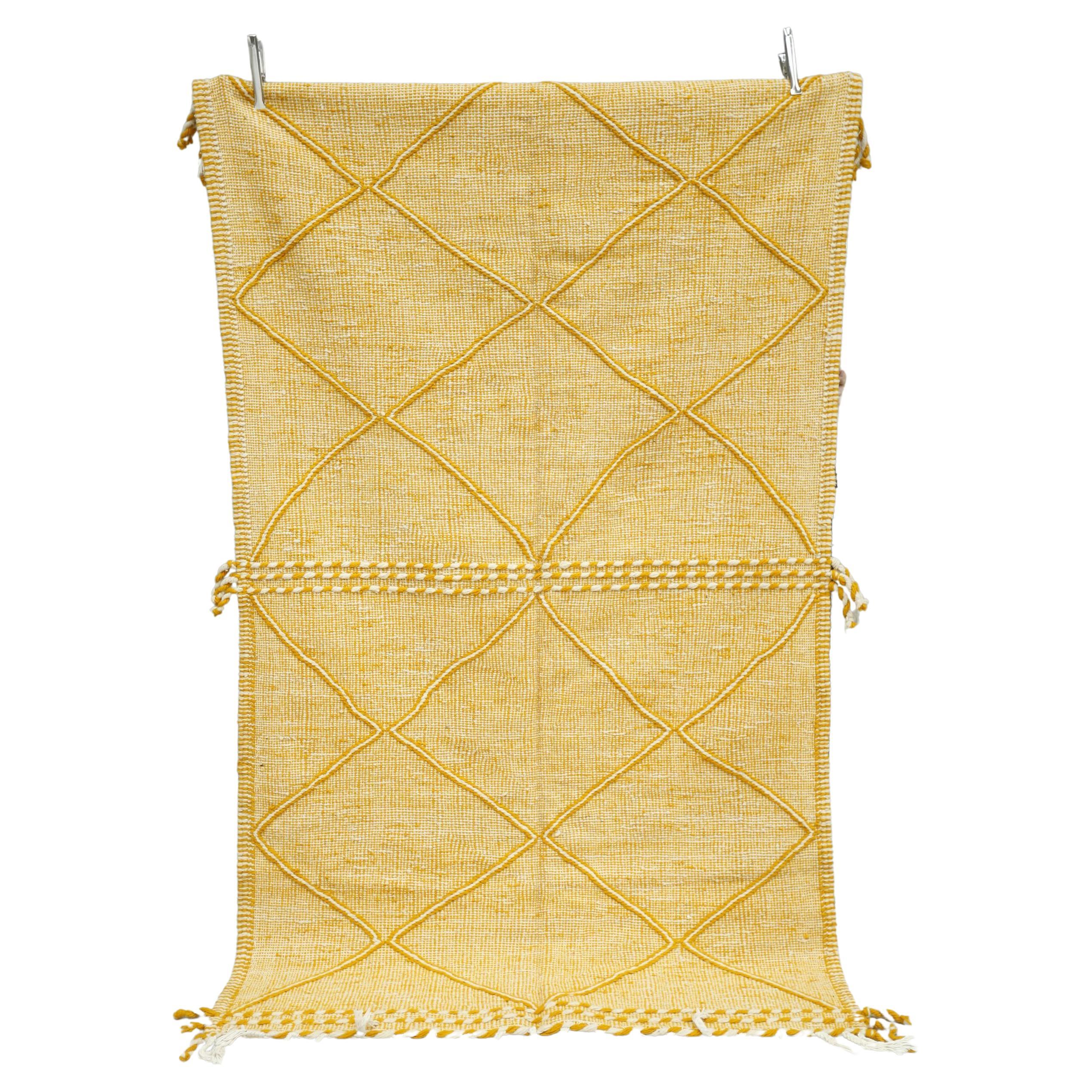 Hand Woven Moroccan Rug, Yellow Diamond