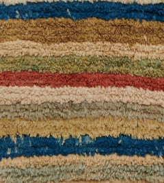 Alfombra marroquí de lana tejida a mano con rayas multicolores