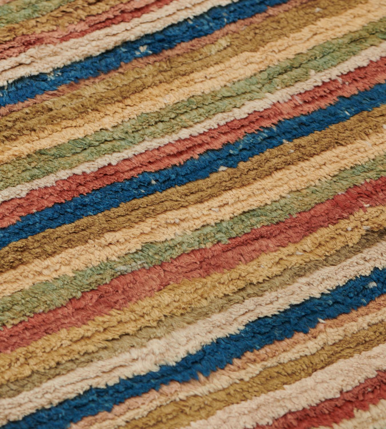 Lana Tappeto marocchino in lana a righe multicolore tessuto a mano in vendita