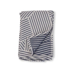 Hand Woven Navy/Lilac Modern Blanket Double Sided Patterned Bed Throw Woven inUK