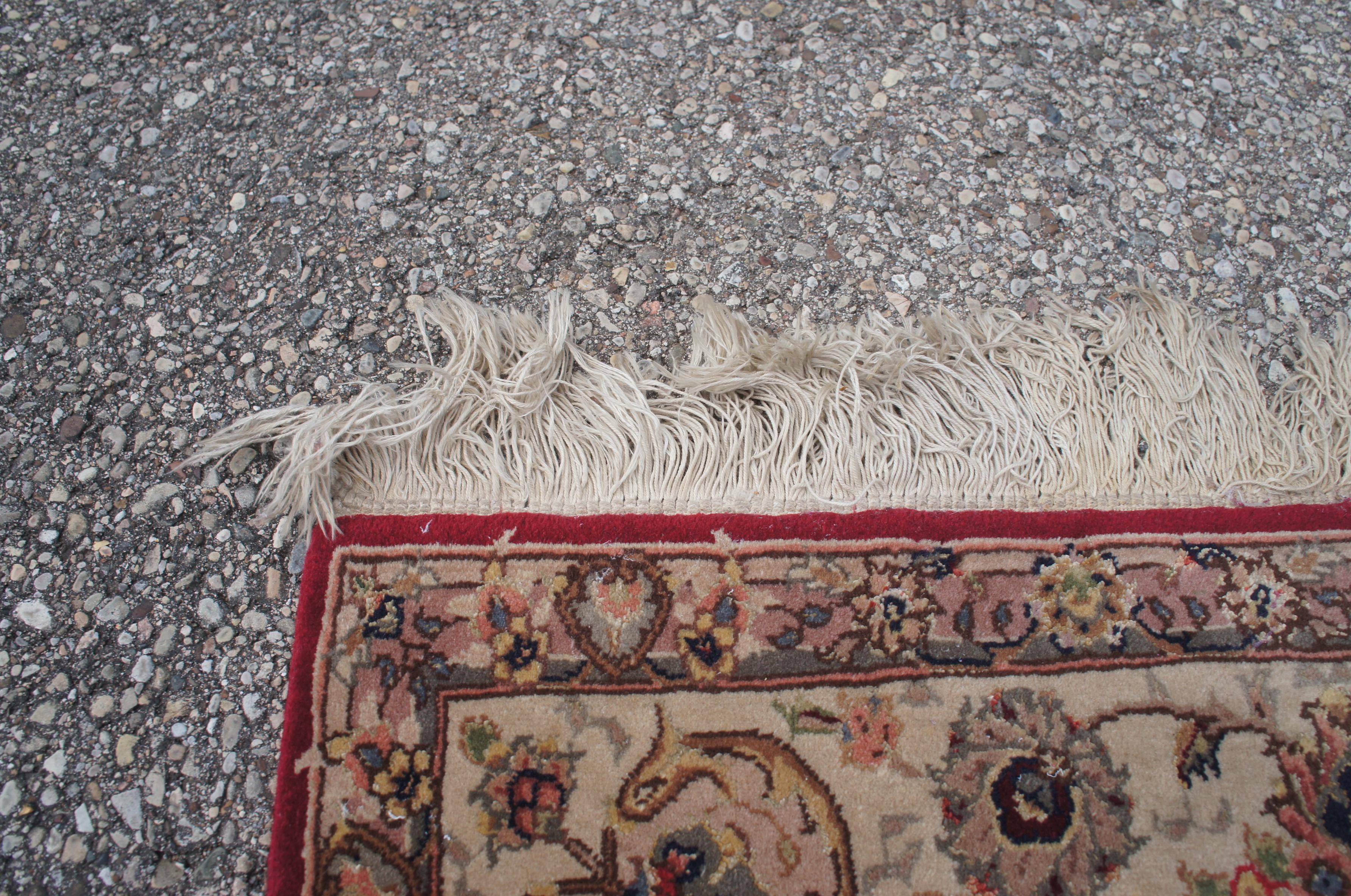 Hand Woven Sino Tabriz Geometric Medallion Red Wool Silk Area Rug Carpet 4 x 6' For Sale 5