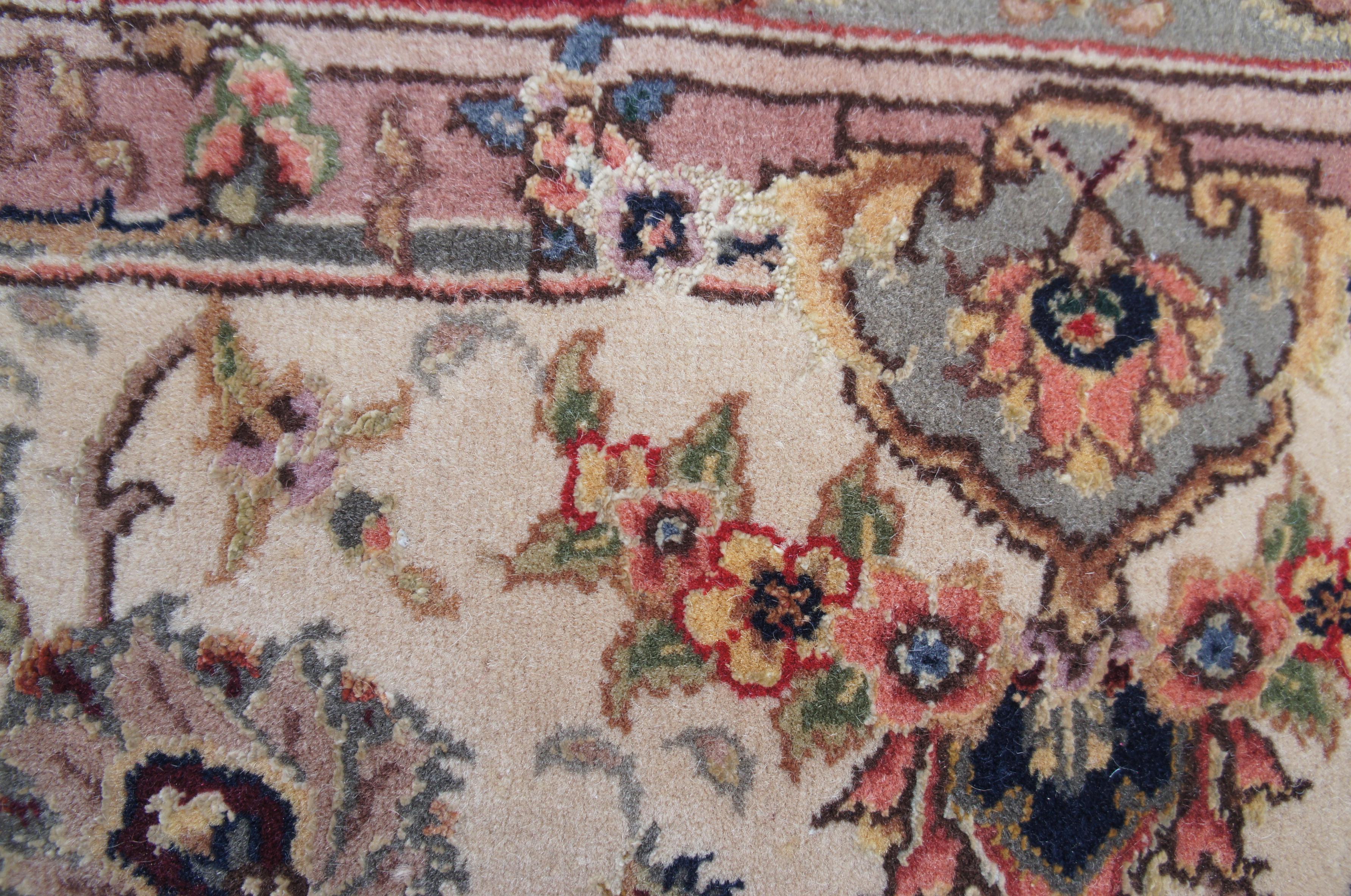 Hand Woven Sino Tabriz Geometric Medallion Red Wool Silk Area Rug Carpet 4 x 6' For Sale 3