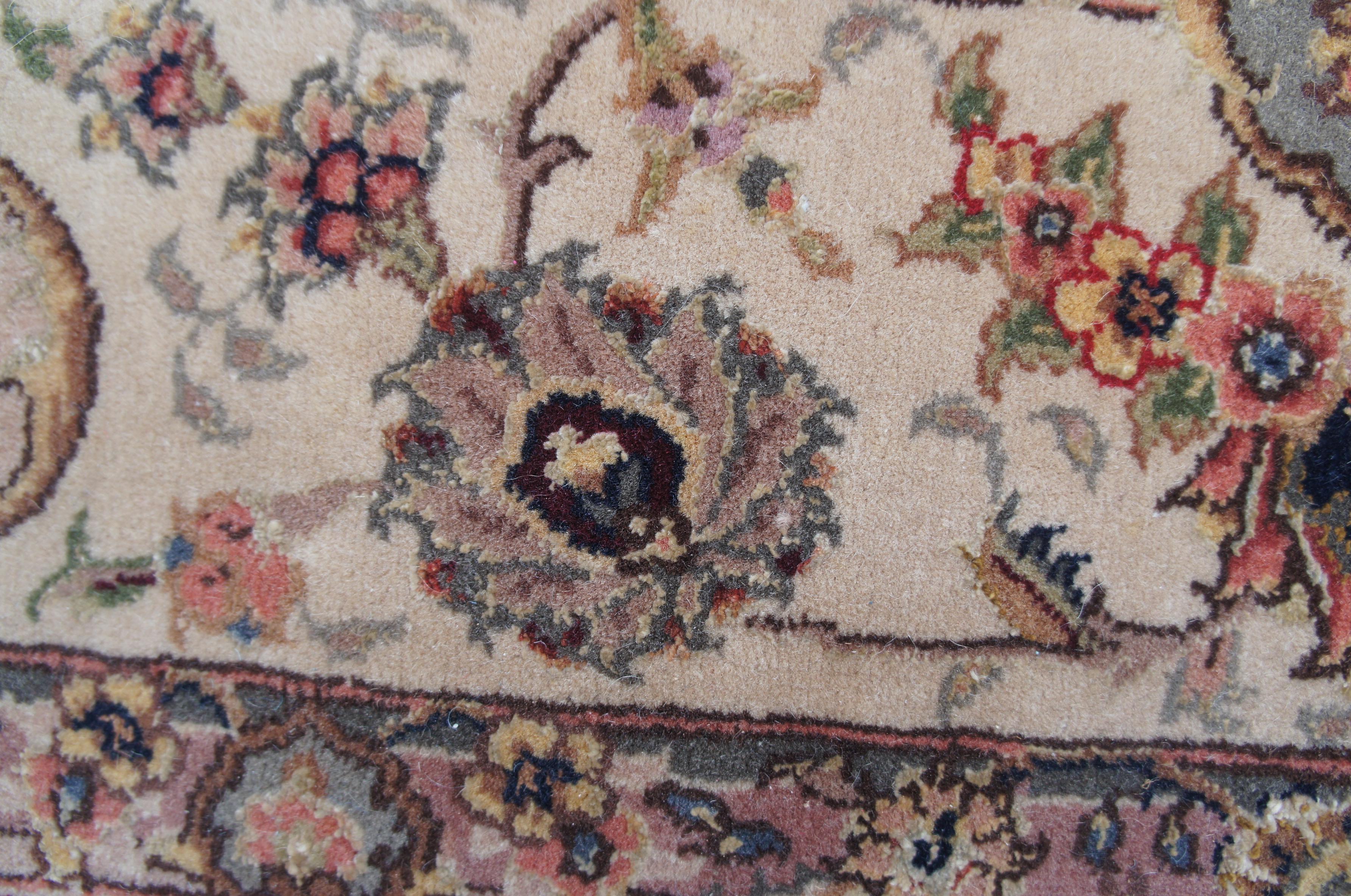 Hand Woven Sino Tabriz Geometric Medallion Red Wool Silk Area Rug Carpet 4 x 6' For Sale 4