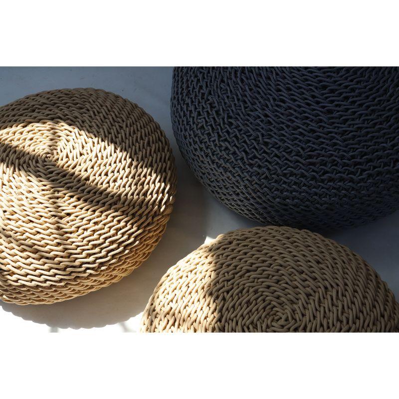 Complementing Studio Lloyd’s light sculptures, the authentic handcrafted ottomans are made out of their signature multifilament rope and offer a timeless aesthetic and feel, which at once brings texture and warmth to your living space. The ottoman