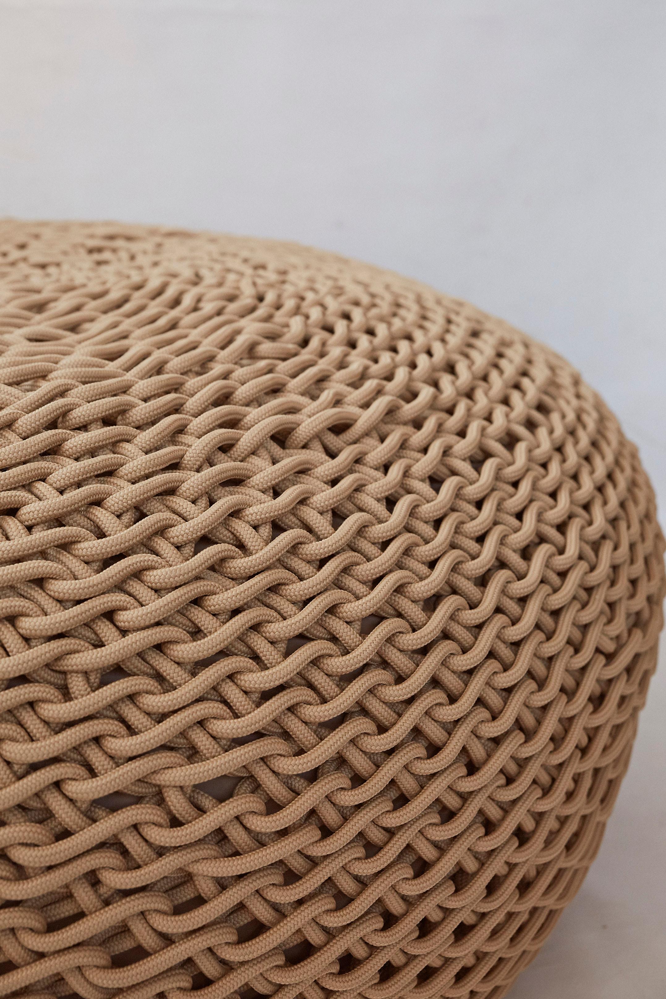 Hand-Woven Hand Woven Outdoor / Indoor Ottomans by Studio Lloyd For Sale