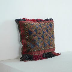 Hand Woven Persian Pillow with Geometrical Decor 1930s