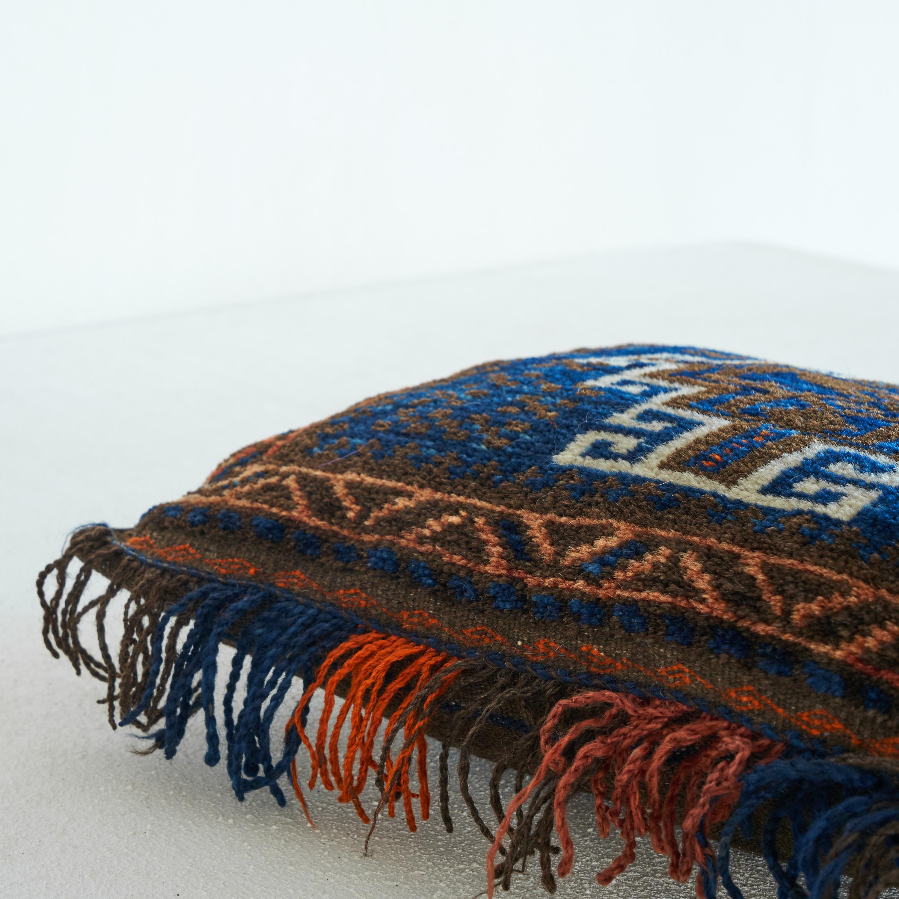 Unknown Hand Woven Persian Pillow with Symmetrical Decor 1930s For Sale