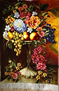 Persian Tabriz Hand-Knotted Pictorial Rug with Silk Highlights Tapestry Wall Art