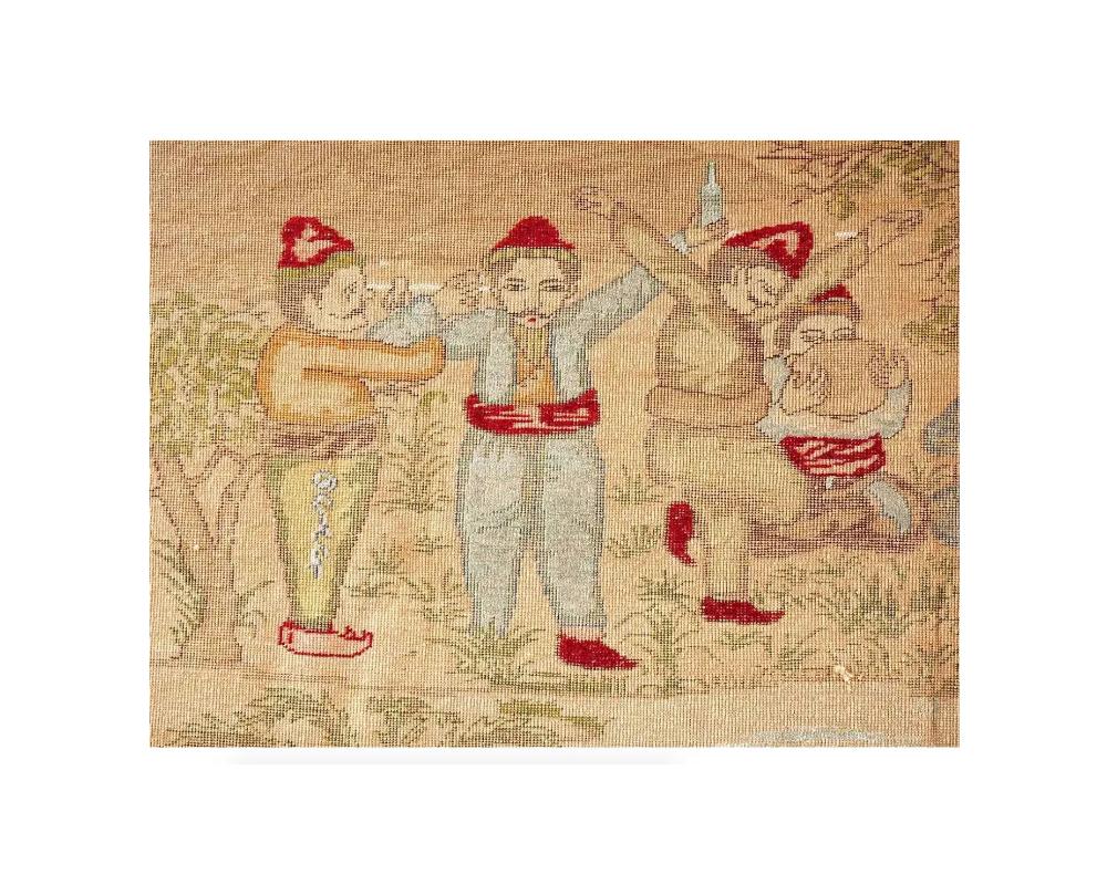 Hand Woven Pictorial Turkish Pure Silk Carpet For Sale 2