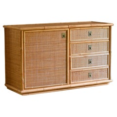 Retro Hand-woven rattan and bamboo sideboard, 1970