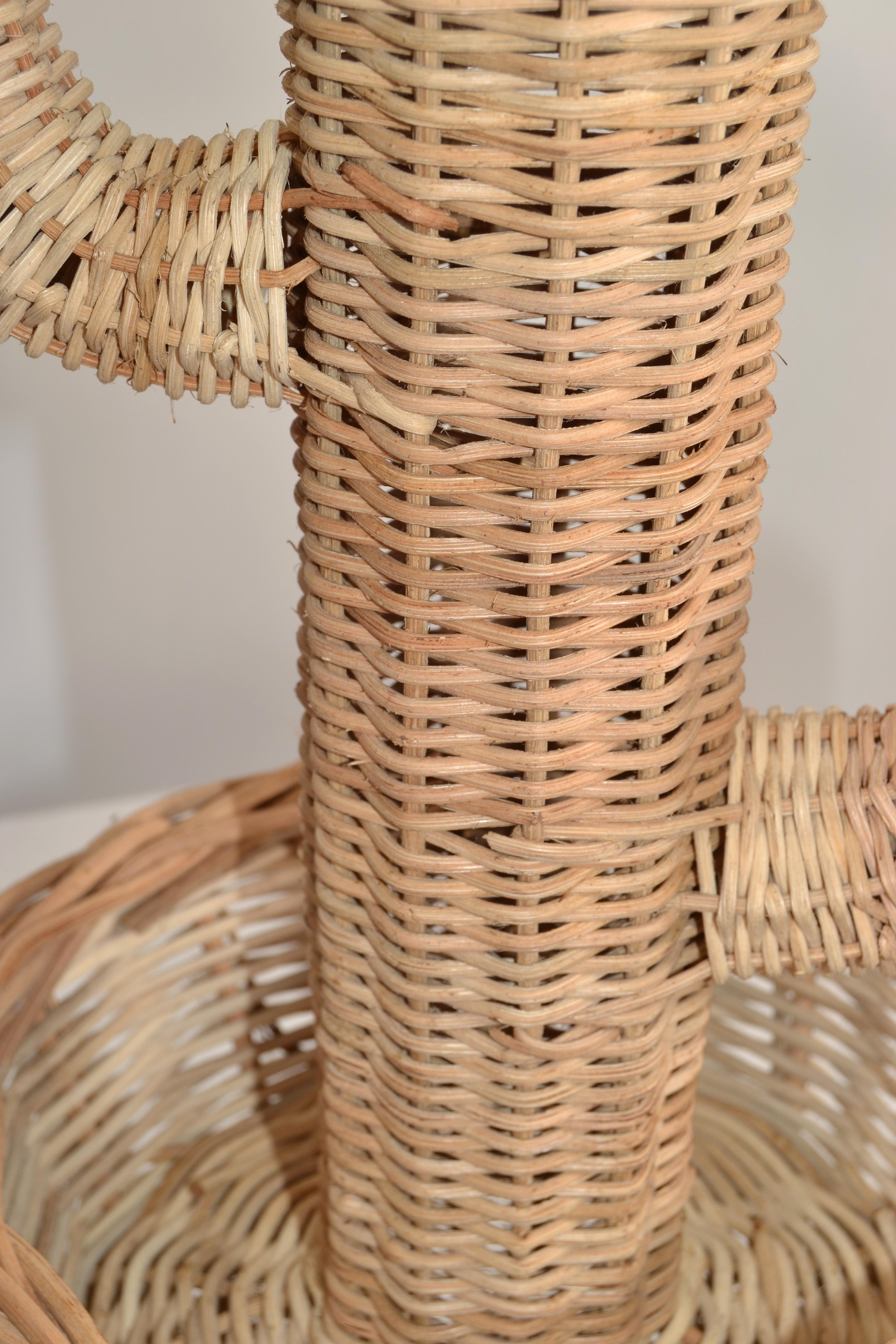 Hand-Woven Rattan Cactus Pot Sculpture 1970 Bohemian Mario Lopez Torres Style For Sale 3