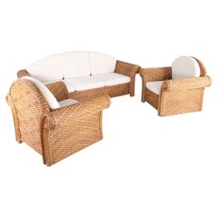Hand woven rattan living room set